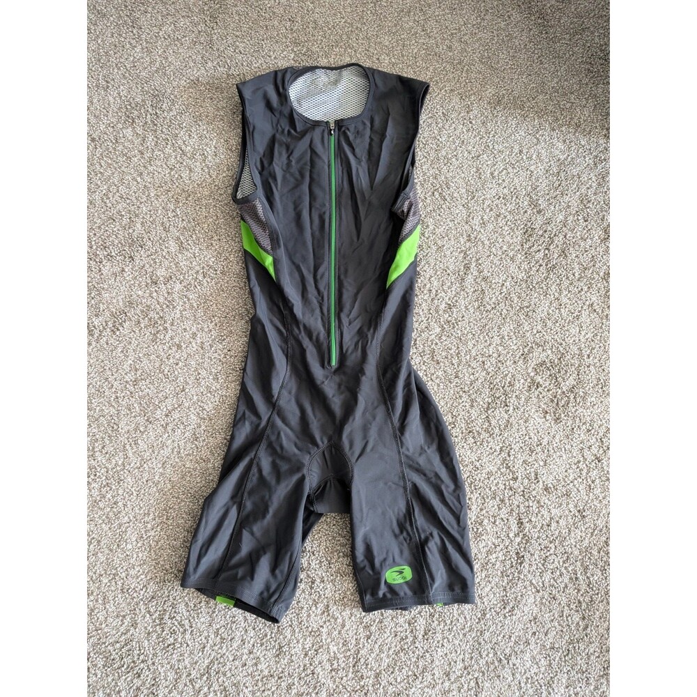 Mens Sugoi Grey Green Cycling Kit Triathlon Tri Suit Skinsuit Small